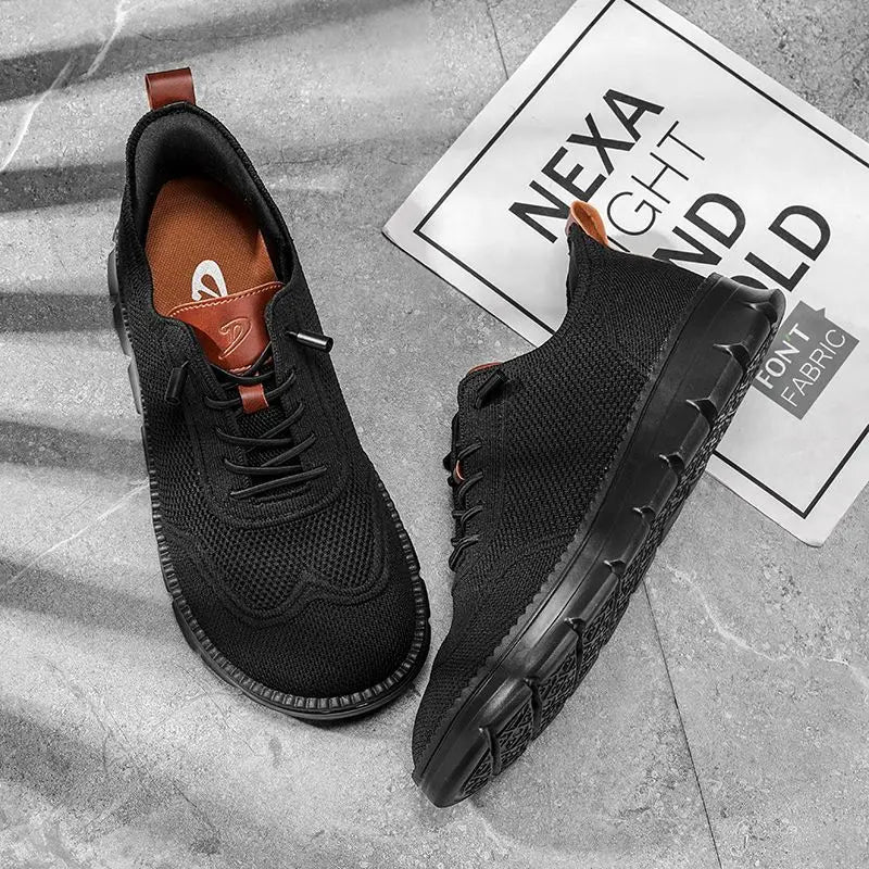 Baskets décontractées larges pour hommes – Chaussures de marche respirantes en Flyknit avec semelle souple et confort antidérapant pour l'été