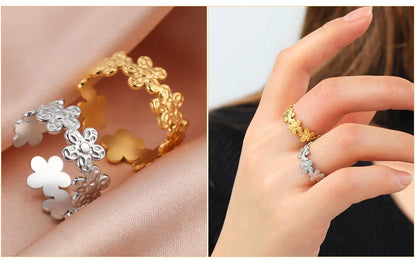 Bague Skyrim en acier inoxydable cœur géométrique pour femme, réglable, ouverte, pour fête, esthétique