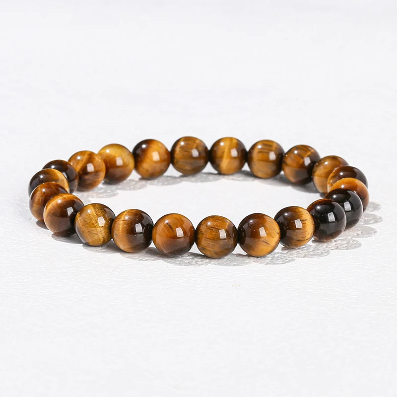 Natural Stone Beaded Bracelet – Obsidian, Fluorite, Quartz & Jasper Crystal Stretch Bracelet for Men & Women | Yoga Healing Jewelry