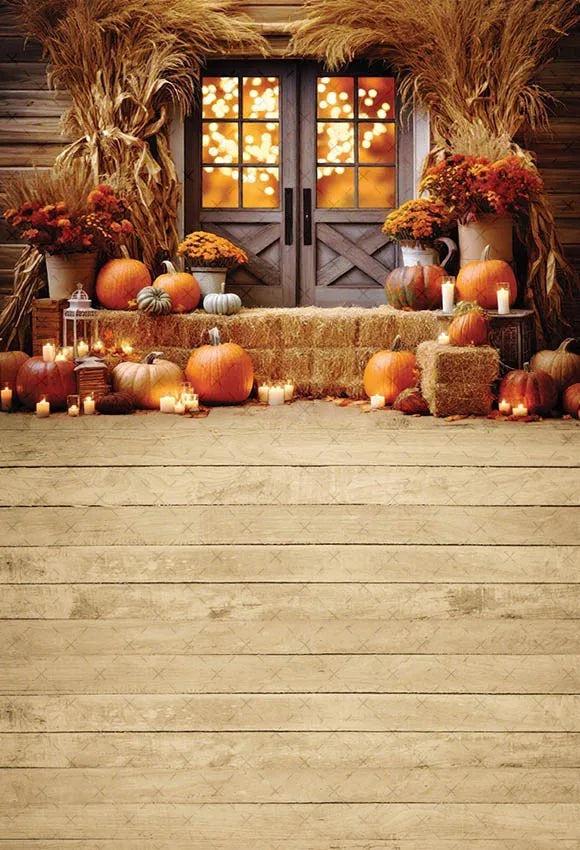 Mehofond Autumn Rustic Barn Photography Backdrop – Pumpkin Harvest Maple Leaf Background for Kids’ Birthday, Portraits, Photo Studio & Party Decor