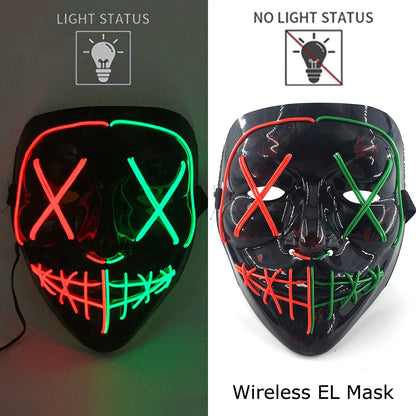 Masque LED sans fil Purge – Masque néon lumineux pour Halloween, fêtes et festivals