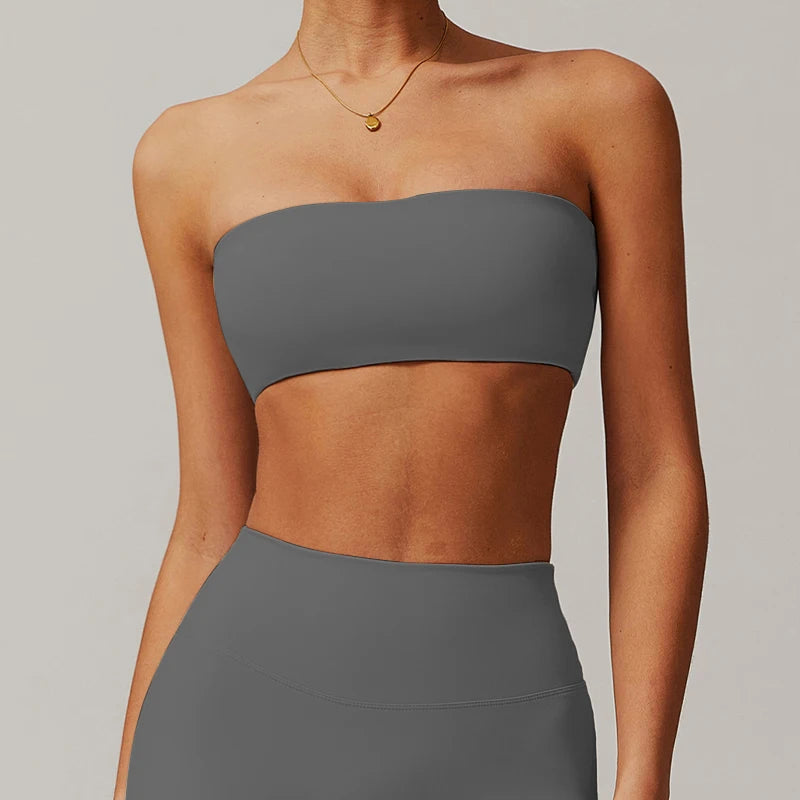 Women’s Strapless Sports Bra – Quick-Dry Tube Top Fitness Yoga Gym Chest Wrap Activewear