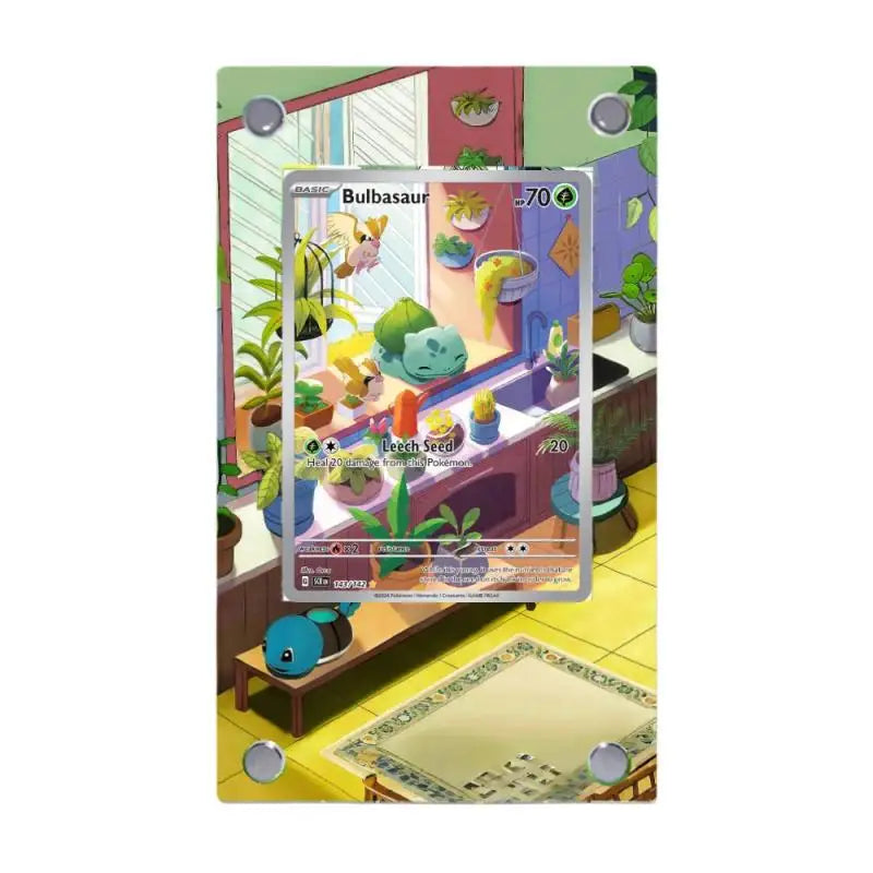 Expositor de metacrilato para cartas Pokémon – Psyduck, Bulbasaur, Mewtwo, Charmander y soporte protector para cartas de personajes