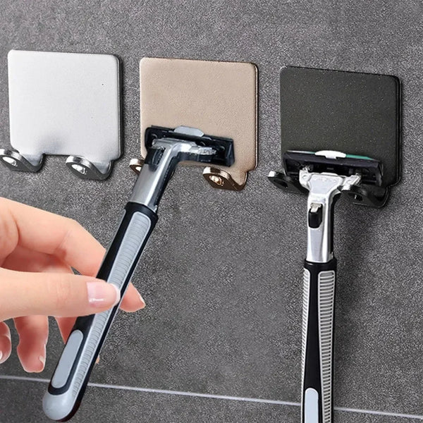 Stainless Steel Razor Holder – Wall Mounted Bathroom Shaver Storage Hook, Punch-Free Razor Rack Organizer, Men’s Shaving Accessory Shelf for Shower & Bathroom Storage