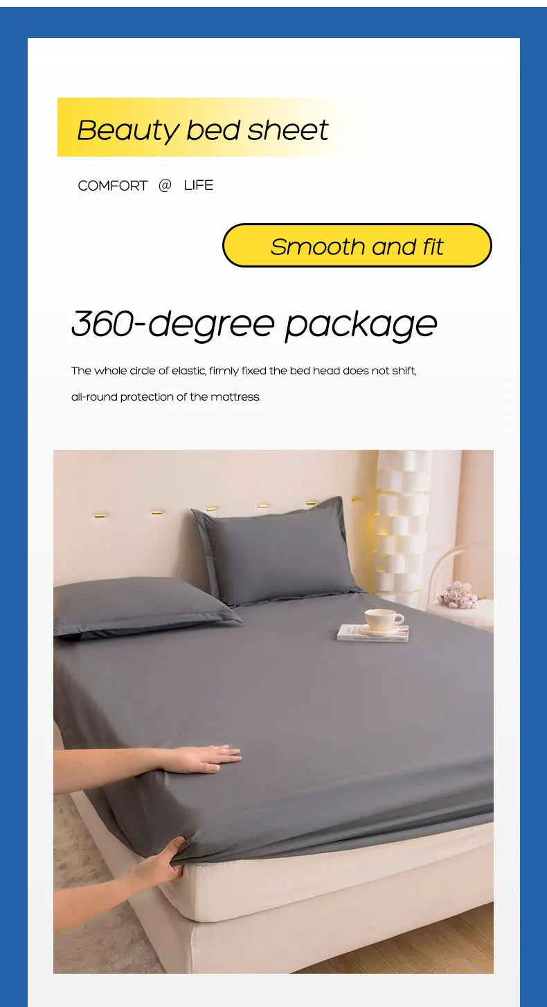 Waterproof Fitted Mattress Protector – Elastic Bed Sheet Cover for Single, Double, Queen & King Beds