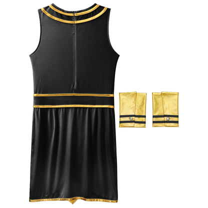 Men’s Ancient Greek & Egyptian Pharaoh Cosplay Costume – Metallic Shiny Toga Robe with Sleeves for Halloween & Roleplay