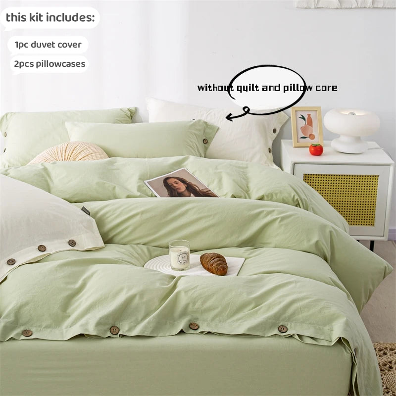 3-Piece 100% Cotton Bedding Set – Duvet Cover & Pillowcase Set for Queen & King Beds