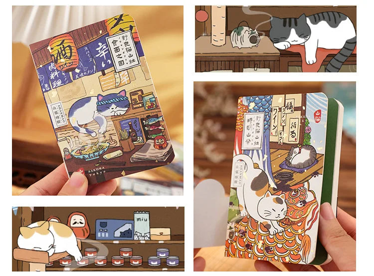 Carnet de poche Kawaii Chat de dessin animé – Mini carnet, agenda et journal de style japonais pour l'école et les voyages