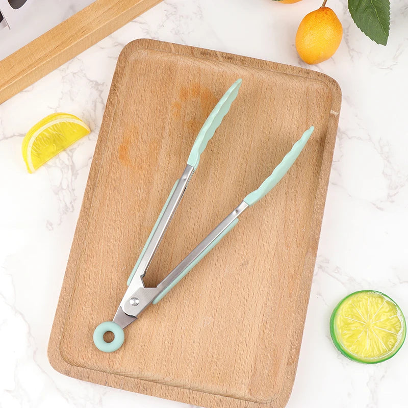 Silicone BBQ Grilling Tongs – Non-Stick Stainless Steel Kitchen Cooking, Salad & Serving Tongs