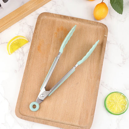 Silicone BBQ Grilling Tongs – Non-Stick Stainless Steel Kitchen Cooking, Salad & Serving Tongs