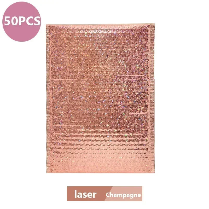 50Pcs Shipping Bags Metal Bubble Mailer Holographic Small Business Supplies Packaging Envelope Mailing Office School