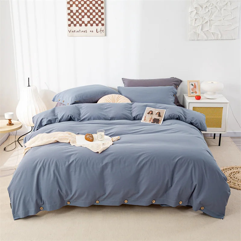 3-Piece 100% Cotton Bedding Set – Duvet Cover & Pillowcase Set for Queen & King Beds
