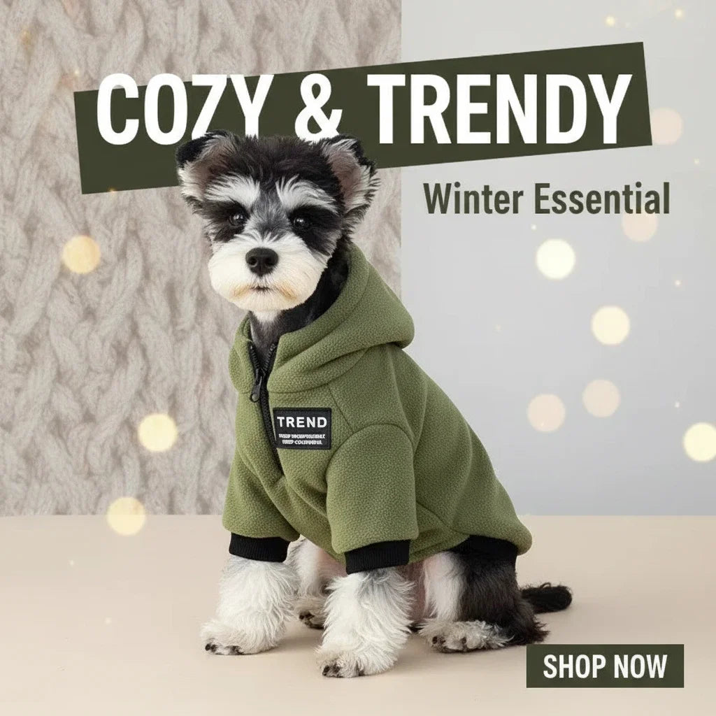 Warm Fleece Dog Hoodie – Winter Thermal Pullover Sweatshirt for Small Dogs, Schnauzer, Teddy, Pomeranian & Other Small Breeds