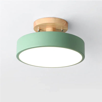 Lámpara de techo redonda de madera nórdica – Moderna lámpara de montaje empotrado para pasillo, dormitorio, baño, comedor y entrada