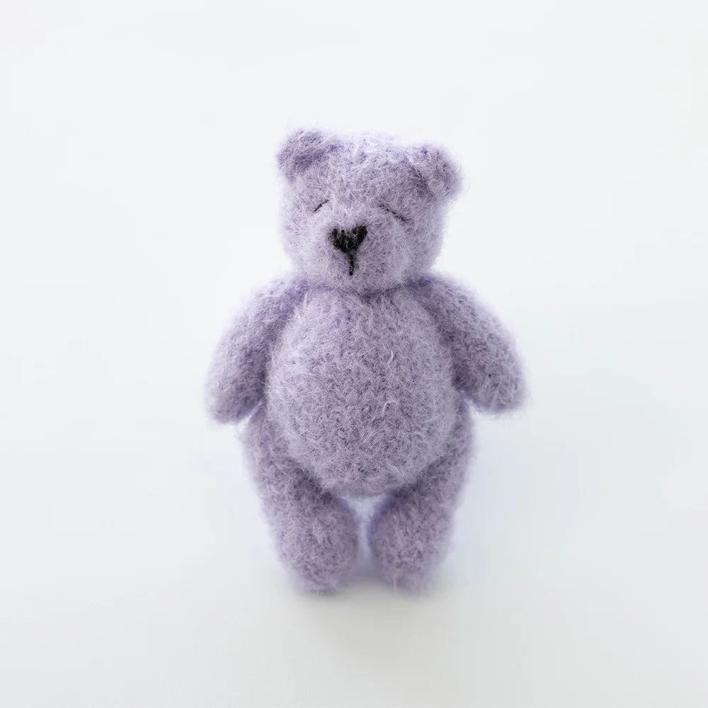 Accessoire Photo Ours en Peluche Tricoté Fait Main – Adorable Poupée Animal en Mohair au Crochet pour Séances Photo de Nouveaux-Nés & Stylisme Studio
