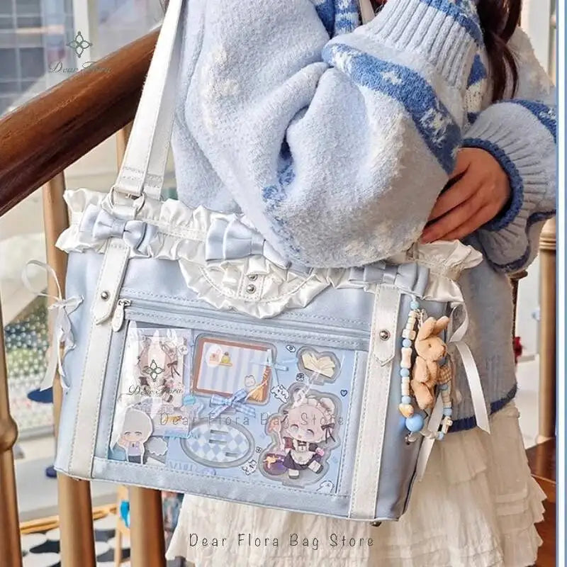 Bolsa Ita Japonesa Y2K para Mujer – Bonito Bolso de Hombro Transparente Lolita, Bolso Cruzado Grande de Exhibición DIY, Cartera de Moda Kawaii para la Escuela, Viajes y Uso Diario
