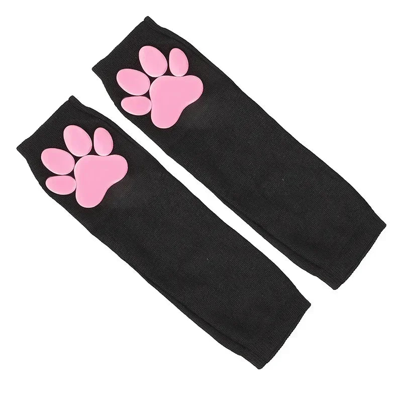 Cute 3D Cat Paw Fingerless Gloves – Soft Silicone Paw Sleeves for Women | Kawaii Sun Protection Fashion Accessory