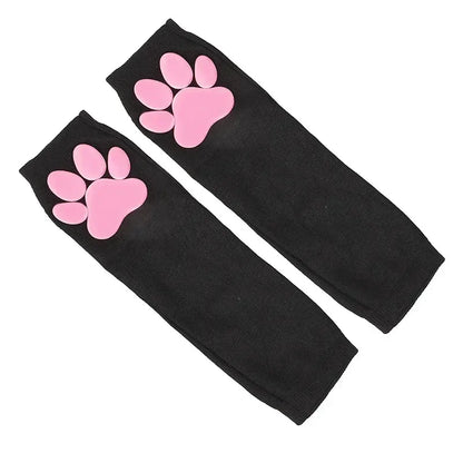 Cute 3D Cat Paw Fingerless Gloves – Soft Silicone Paw Sleeves for Women | Kawaii Sun Protection Fashion Accessory