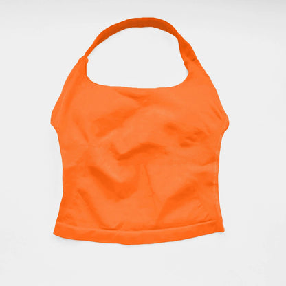 Top Deportivo Largo con Tiras para Mujer NCLAGEN – Top Halter Acolchado para Gimnasio, Yoga, Pilates, Correr y Entrenamientos de Fitness