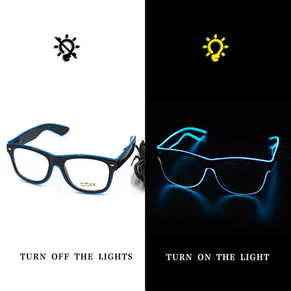 LED EL Wire Light-Up Glasses – Flashing Neon Party Sunglasses for Festivals, Raves & Cosplay