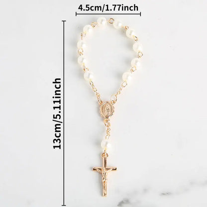 Mini Chapelet Cadeaux de Baptême – Bracelet Chapelet Perles Croix Catholique, Cadeaux Souvenirs Communion & Baptême, Faveurs Religieuses pour Célébrations de Baptême (10-100pcs)