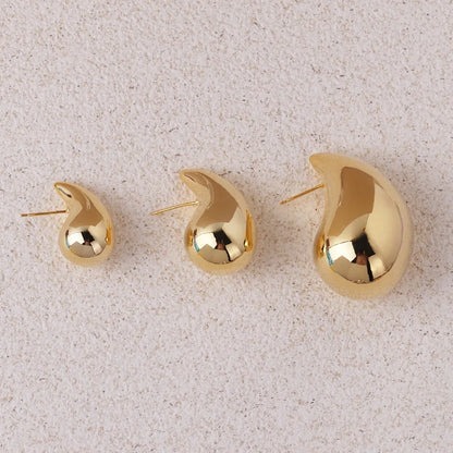 Pendientes de gota de agua gruesos en color dorado de moda 2024 – Pendientes colgantes de lágrima brillantes para mujer, accesorios de joyería de moda llamativos, pendientes de estilo personal y regalo