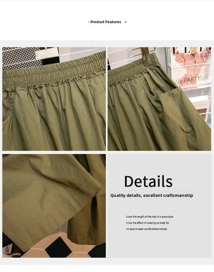Pantalones sueltos de pierna ancha de talle alto cómodos e informales para mujer de talla grande, estilo retro japonés, pantalones de farol