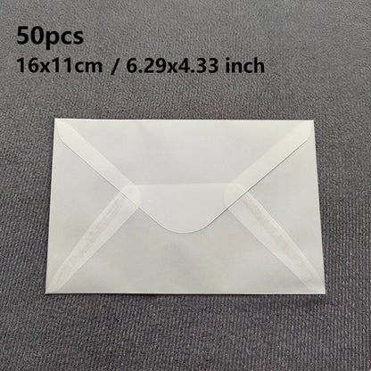 Lot de 50 enveloppes vierges translucides pour invitations, cartes postales, cartes de mariage, courriers professionnels et cartes cadeaux
