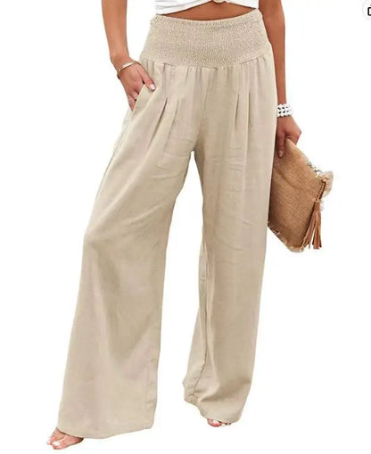 Pantalon ample décontracté pour femme, taille mi-haute avec cordon de serrage, style européen et américain, idéal pour la plage au printemps et en été