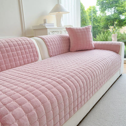 Soft Flannel Non-Slip Sofa Cover – Quilted Furniture Protector for Couch & Living Room Sofa, Warm 1-Seat Cushion Cover