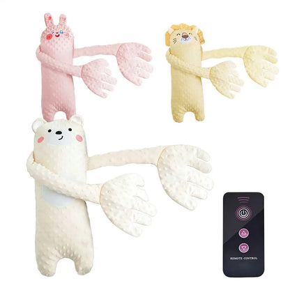 Ours en peluche apaisant pour bébé, avec télécommande – Jouet de confort électrique en forme de dessin animé avec musique, bruit blanc et oreiller doux pour nouveau-nés