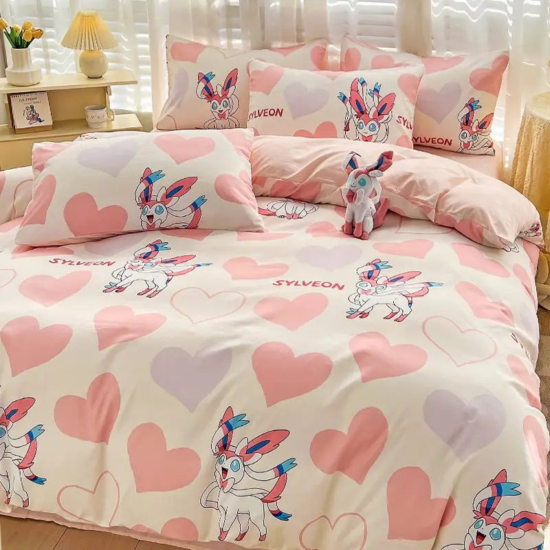 Pokémon Bedding Set – Pikachu Cartoon Duvet Cover for Kids (Single/Double/King Size)