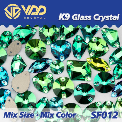 Strass à coudre en cristal K9 AB Mix – Pierres plates en verre AAAAA pour vêtements, robes de mariée et projets de bricolage