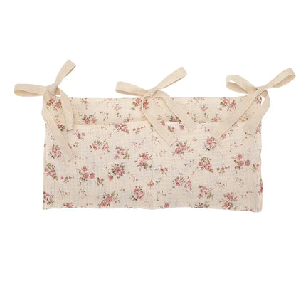 Organizador Colgante para Cuna de Bebé – Cesta de Almacenamiento para Mesita de Noche con 2 Bolsillos para Pañales, Juguetes, Ropa y Artículos Esenciales para Bebés