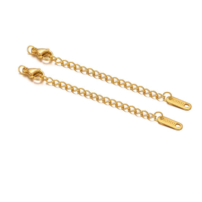10-Piece Stainless Steel Lobster Clasps with 5cm Extension Chains – Jewelry Connectors for DIY Bracelets & Necklaces
