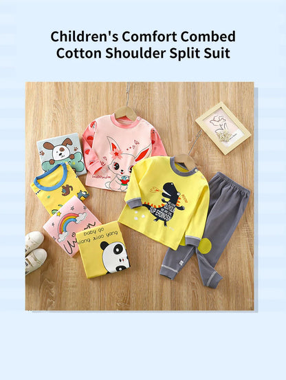 Conjunto de pijama de algodón para niños – Ropa de dormir de dibujos animados de otoño invierno para niños y niñas, conjunto de ropa de descanso suave para niños, ropa de noche acogedora y conjunto para el hogar para un sueño cómodo