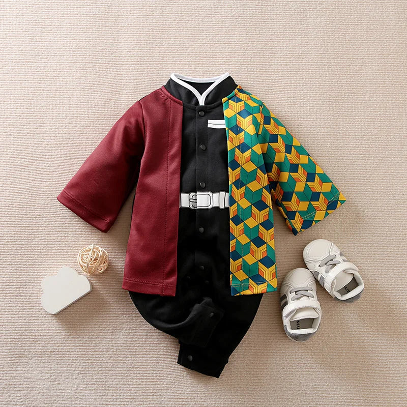Newborn Baby Anime Cape-Style Bodysuit – Long Sleeve Cotton Romper for Boys & Girls, Cute Infant Outfit for Everyday Wear