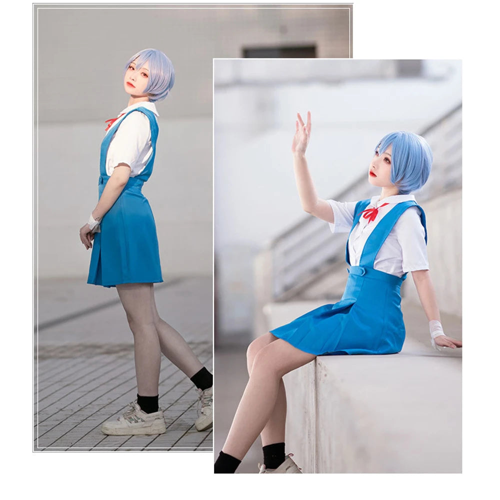 Asuka Langley Soryu Cosplay Costume Set – Wig & Hair Clips (Anime Character Accessories for Women/Girls, Halloween Party Outfit)