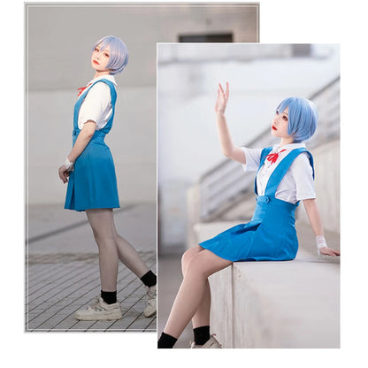Asuka Langley Soryu Cosplay Costume Set – Wig & Hair Clips (Anime Character Accessories for Women/Girls, Halloween Party Outfit)