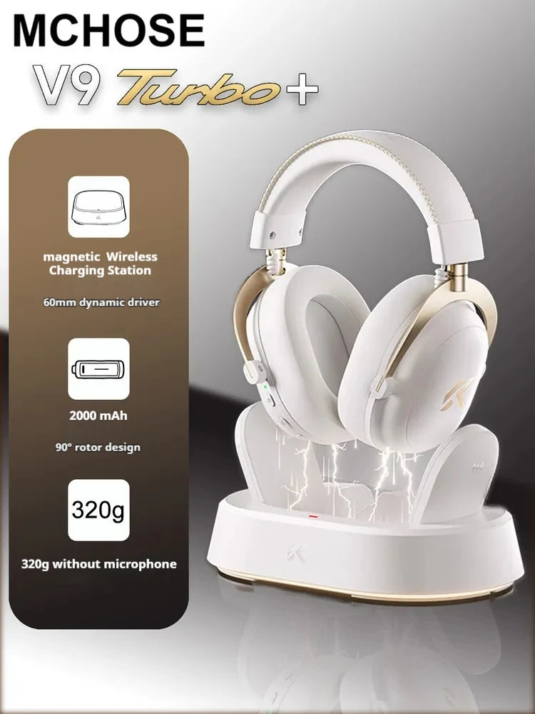 Casque de Jeu Sans Fil MCHOSE V9 Pro 3 Modes – Casque d'Esports Bluetooth, 2.4 GHz & Filaire avec Microphone Anti-Bruit
