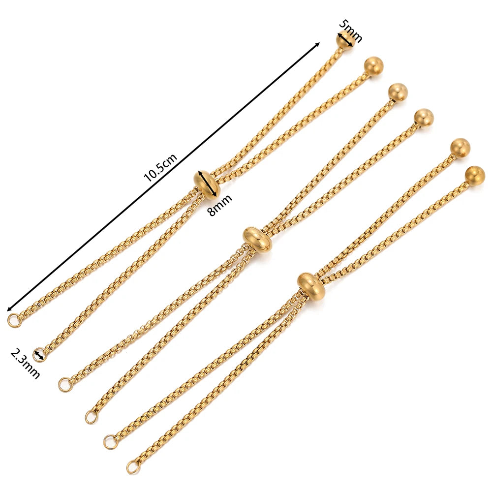 Chaînes coulissantes réglables en acier inoxydable 304, lot de 3, avec embouts à billes – Rallonges de bracelet DIY pour la fabrication de bijoux