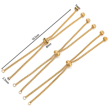 Chaînes coulissantes réglables en acier inoxydable 304, lot de 3, avec embouts à billes – Rallonges de bracelet DIY pour la fabrication de bijoux