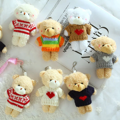 Cute Bear Plush Keychain with Sweater – Mini Stuffed Teddy Bear Pendant for Girls, Backpacks, Bags & Kids’ Gifts