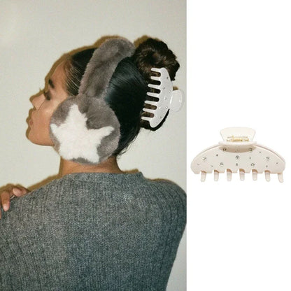 Pinza de pelo de acetato Fashion Coffee – Pinza grande de color sólido negro para mujeres y niñas | Accesorios sencillos para el pelo de verano