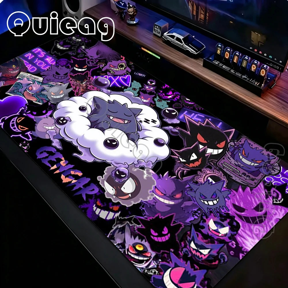 Tapis de souris Gengar Anime Gaming – Grand tapis de bureau Pokémon antidérapant pour ordinateur portable, clavier et configuration PC