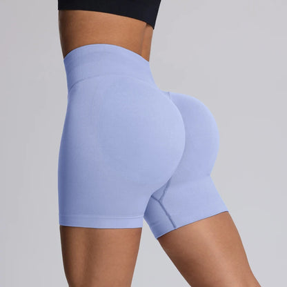 Shorts de yoga femme taille haute gainant sans couture pour l'entraînement, la salle de sport, la course et le fitness, à fort impact