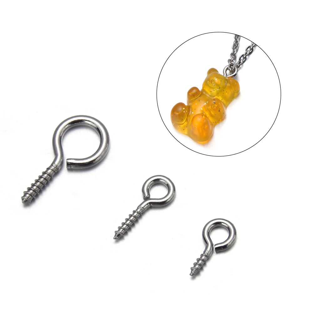 20–50 Piece Stainless Steel Screw Eye Pins with Keychain Hooks – Mini Threaded Eye Pins for DIY Jewelry, Bracelets, Pendants & Crafts