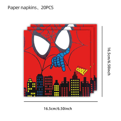 Spider Hero Birthday Party Supplies Set – Kids' Party Tableware Kit with Plates, Cups, Tablecloth, Backdrop, Balloons & Decorations