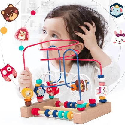 Jouet Montessori en bois de montagnes russes – Labyrinthe de perles pour bébé, boulier d'apprentissage des mathématiques pour les tout-petits de 1 à 3 ans, cadeau de développement éducatif précoce