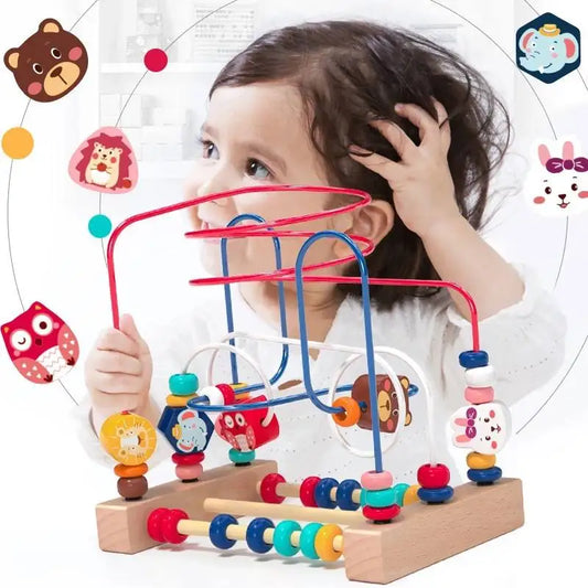 Juguete Montessori de Madera con Montaña Rusa – Laberinto de Cuentas para Bebés, Juguete de Aprendizaje de Matemáticas con Ábaco para Niños Pequeños de 1 a 3 Años, Regalo de Desarrollo Educativo Temprano